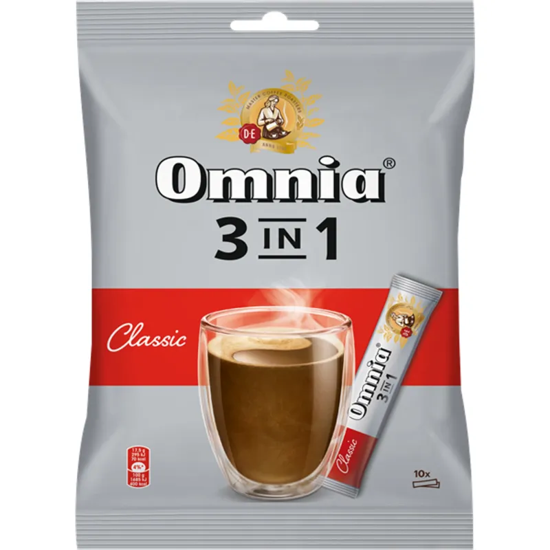 Douwe Egberts Omnia Classic 3in1 10x17,5g instant kávékeverék csomag Douwe Egberts Omnia Classic 3in1 10x17,5g instant kávékeverék csomag