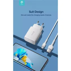 Devia ST364020 5V/2.4A Smart 2xUSB Hálózati töltő adapter + 1 m Micro USB kábel