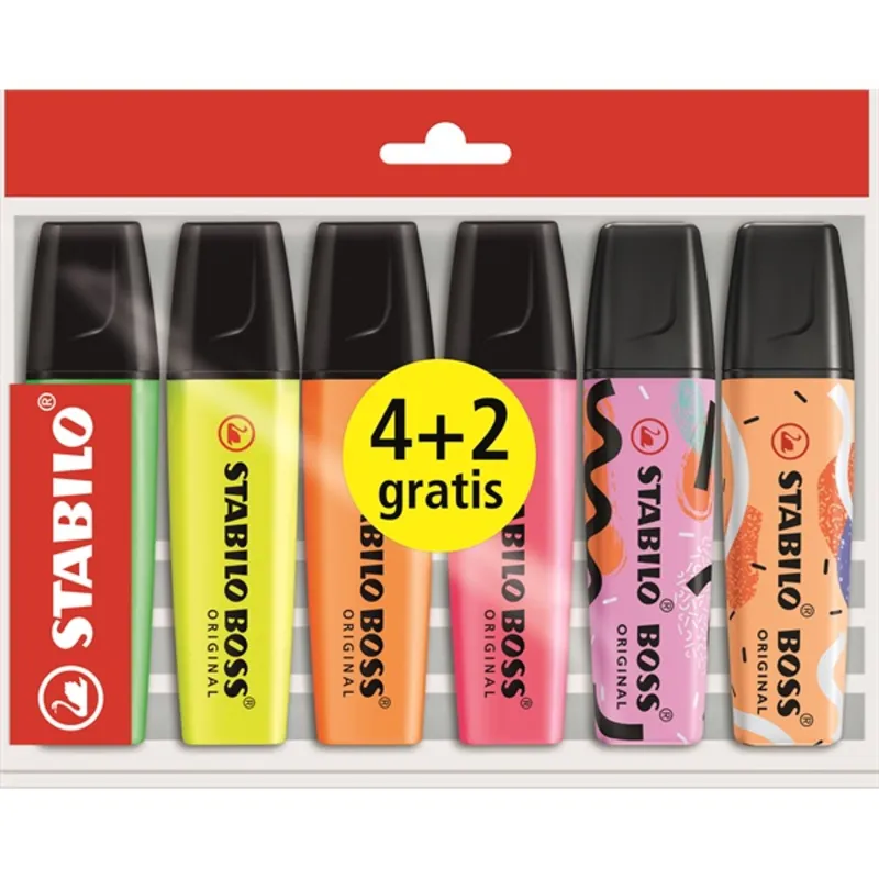 Stabilo BOSS ORIGINAL 4 különböző fluoreszkáló szín + 2 db AJÁNDÉK Ju Schnee Limited Edition szövegkiemelő Stabilo BOSS ORIGINAL 4 különböző fluoreszkáló szín + 2 db AJÁNDÉK Ju Schnee Limited Edition szövegkiemelő
