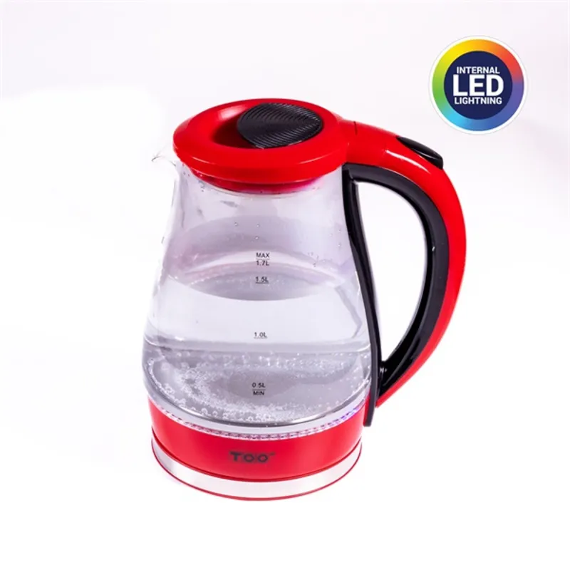 TOO KE-820 1,7L-es piros prémium üveg vízforraló TOO KE-820 1,7L-es piros prémium üveg vízforraló