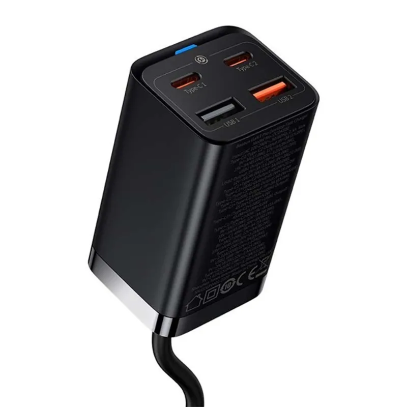 Baseus gyorstöltő GaN3 Pro 2x USB-C, 2x USB 65W fekete (CCGP040101) Baseus gyorstöltő GaN3 Pro 2x USB-C, 2x USB 65W fekete (CCGP040101)
