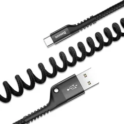 Baseus Fish Eye Spring USB-A - USB Type-C csavart kábel 1m fekete (CATSR-01)