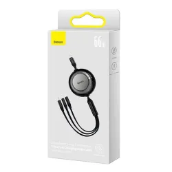 Baseus Bright Mirror 3 USB 3 az 1-ben kábel mikro USB Lightning USB-C 66W 2A 1.1m fekete (CAMJ010101)