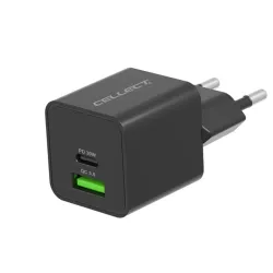 Cellect hálózati töltő adapter PD 30W / QC3.0 18W fekete (MTCB-PD30W-BK)