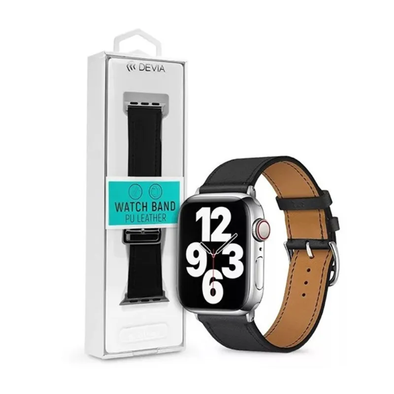 Devia ST365447 Apple Watch 42/44/45/49 mm fekete bőr óraszíj Devia ST365447 Apple Watch 42/44/45/49 mm fekete bőr óraszíj