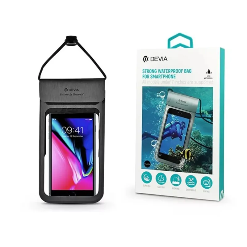 Devia ST384806 Strong Waterproof Bag 7" Univerzális vízálló fekete védőtok Devia ST384806 Strong Waterproof Bag 7" Univerzális vízálló fekete védőtok