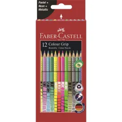 Faber-Castell Grip 12 db színes neon/pasztell/metál ceruza készlet