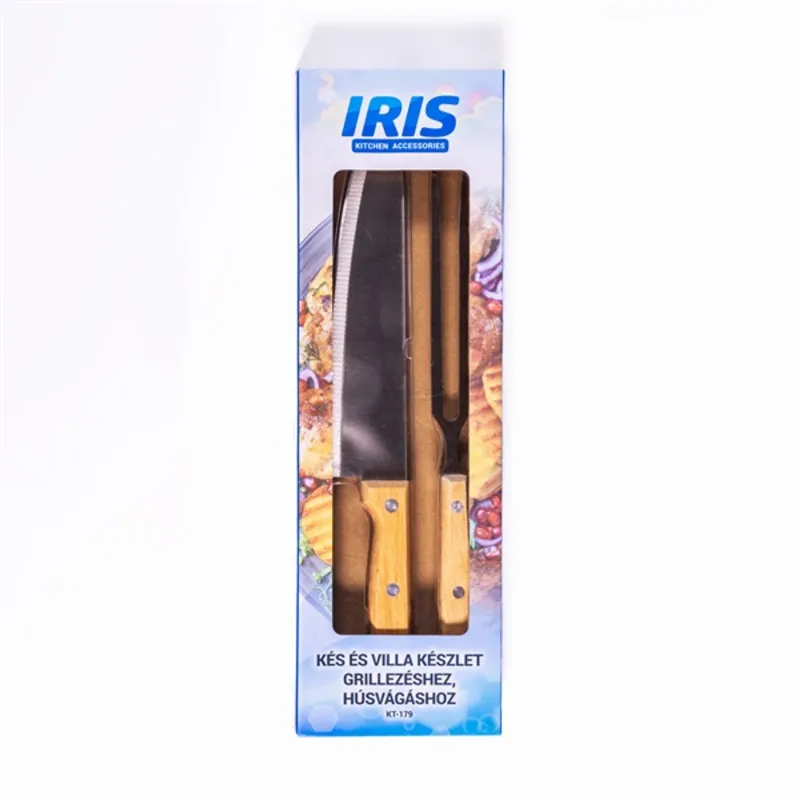 IRIS KT-179 kés és villa készlet grillezéshez, húsvágáshoz IRIS KT-179 kés és villa készlet grillezéshez, húsvágáshoz