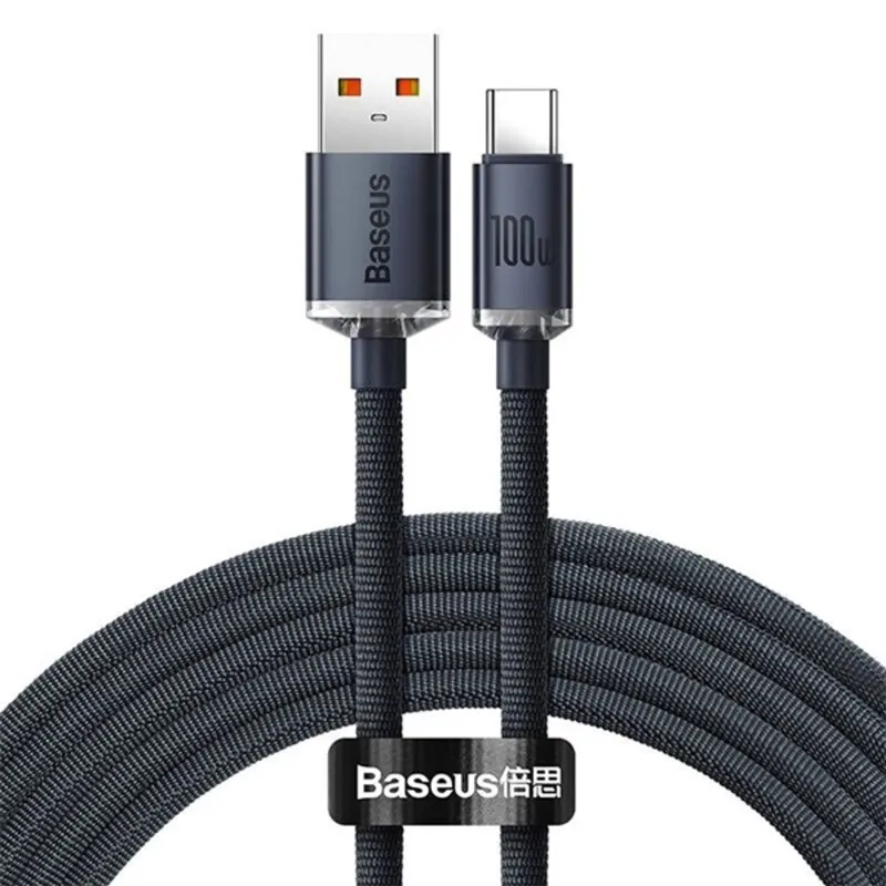 Baseus Crystal Shine Series USB-C kábel CAJY000401, 100W, 1.2m, fekete Baseus Crystal Shine Series USB-C kábel CAJY000401, 100W, 1.2m, fekete