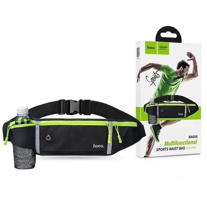 HOCO HO622547 BAG05 Univerzális sportoláshoz, túrázáshoz fekete/zöld övtáska HOCO HO622547 BAG05 Univerzális sportoláshoz, túrázáshoz fekete/zöld övtáska