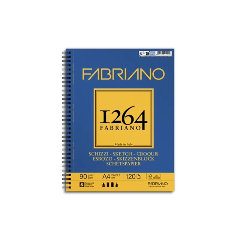 Fabriano 1264 Sketch 90 g A4 120 lap spirál rajz- és vázlattömb Fabriano 1264 Sketch 90 g A4 120 lap spirál rajz- és vázlattömb