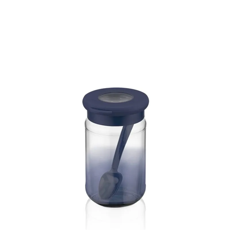IRIS C-00488 Rainbow indigókék üveg tároló kanállal 380ml IRIS C-00488 Rainbow indigókék üveg tároló kanállal 380ml