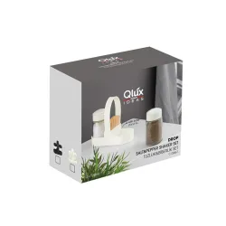 IRIS C-00467 Drop üveg fűszerszóró szett tartóval, 2 darabos 2*100ml, dobozos, fekete vagy elfántcsont színű