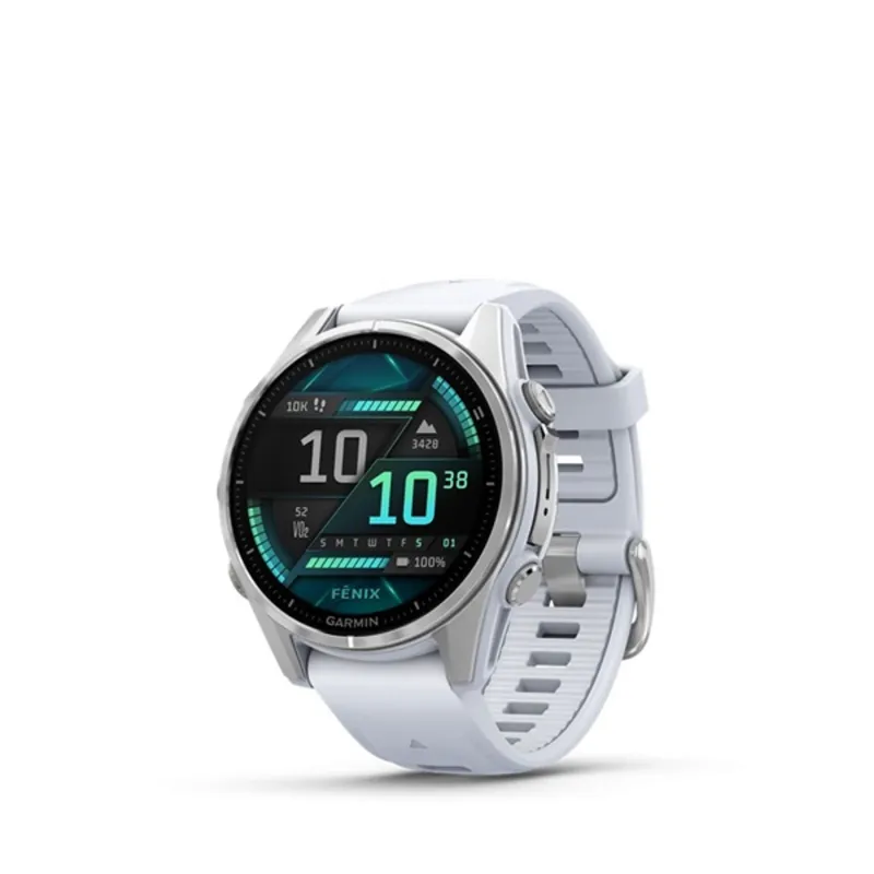 Garmin 010-02903-00 fenix 8 AMOLED (43mm) fehér szilikon pántos ezüst okosóra Garmin 010-02903-00 fenix 8 AMOLED (43mm) fehér szilikon pántos ezüst okosóra