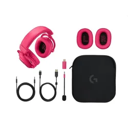 Fejhallgató Logitech Pro X 2 Lightspeed Wireless Bluetooth Gaming Headset rózsaszín