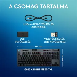 Logitech G915 X LIGHTSPEED TKL US vezeték nélküli fekete billentyűzet