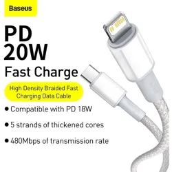 Baseus USB-C-Lightning kábel PD 1m fehér (CATLGD-02)