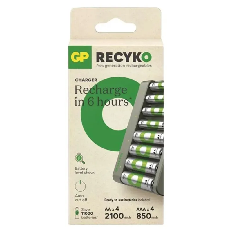 GP B50829 Eco E821 + 4×AA 2100 + 4×AAA 850 akkumulátor töltő GP B50829 Eco E821 + 4×AA 2100 + 4×AAA 850 akkumulátor töltő
