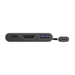 Trust Kábel Átalakító - Dalyx 3in1 Multiport USB-C (szürke, aluminium, USB-C apa / HDMI+Type-C+USB3.1 anya)