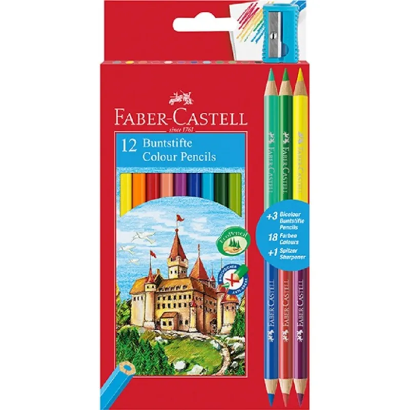 Faber-Castell 12 db+3 db-os bicolor (120112+3) színes ceruza készlet Faber-Castell 12 db+3 db-os bicolor (120112+3) színes ceruza készlet