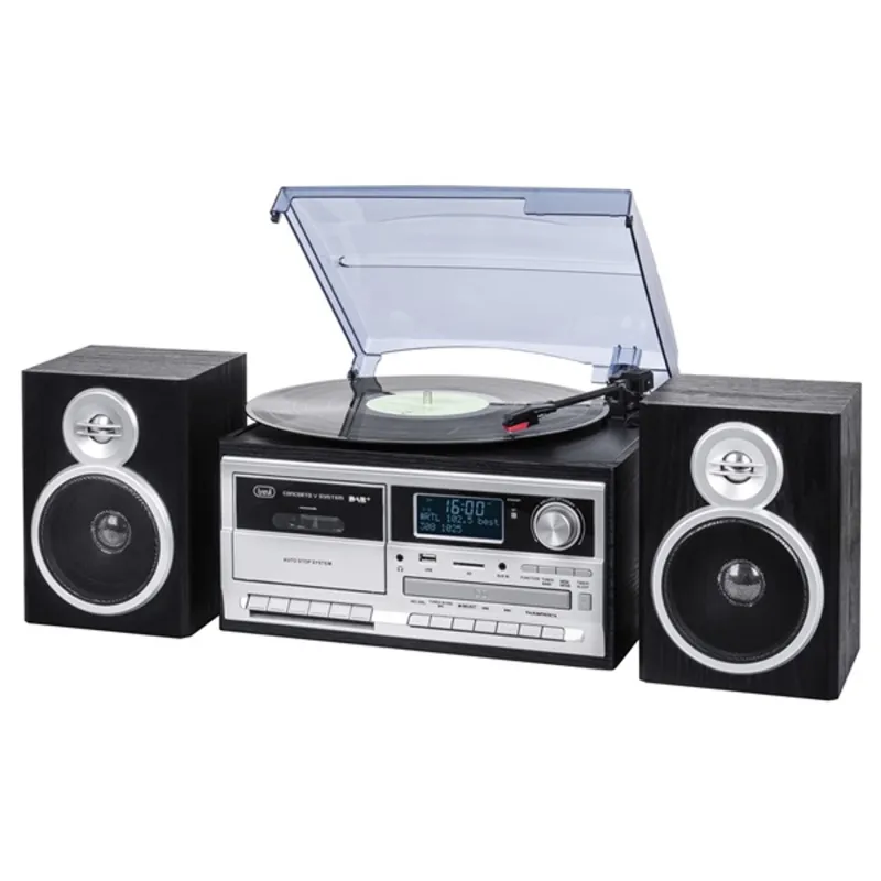 Trevi TT 1072 E sötét fa retro bakelit lemezjátszó/Mini HiFi rendszer Trevi TT 1072 E sötét fa retro bakelit lemezjátszó/Mini HiFi rendszer