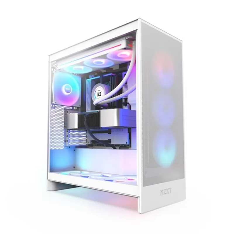 NZXT H7 Flow 2024 RGB Fehér (Táp nélküli) ablakos ATX ház NZXT H7 Flow 2024 RGB Fehér (Táp nélküli) ablakos ATX ház