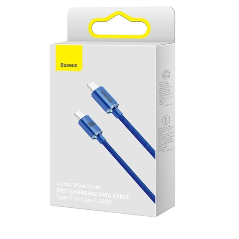 Baseus Crystal Shine Series CAJY000603 USB-C - USB-C 100 W, 1.2m, kék gyorstöltő kábel Baseus Crystal Shine Series CAJY000603 USB-C - USB-C 100 W, 1.2m, kék gyorstöltő kábel