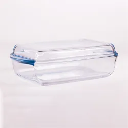 BORCAM négyzetes hőálló üvegedény tetővel, fogóval 2.750ml, 339*190*70mm