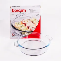 BORCAM kerek hőálló üvegedény fogóval 1.850ml, 390*256*54mm