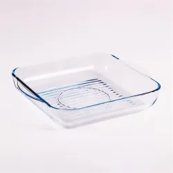 BORCAM négyzetes hőálló üvegedény fogóval  3.250ml, 318*282*60mm