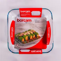 BORCAM négyzetes hőálló üvegedény fogóval 3.200ml, 318*283*60mm