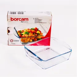 BORCAM négyzetes hőálló üvegedény fogóval  1.040ml, 210*164*55mm