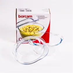 BORCAM ovális hőálló üvegedény tetővel, fogóval 840ml, 190*159*60mm