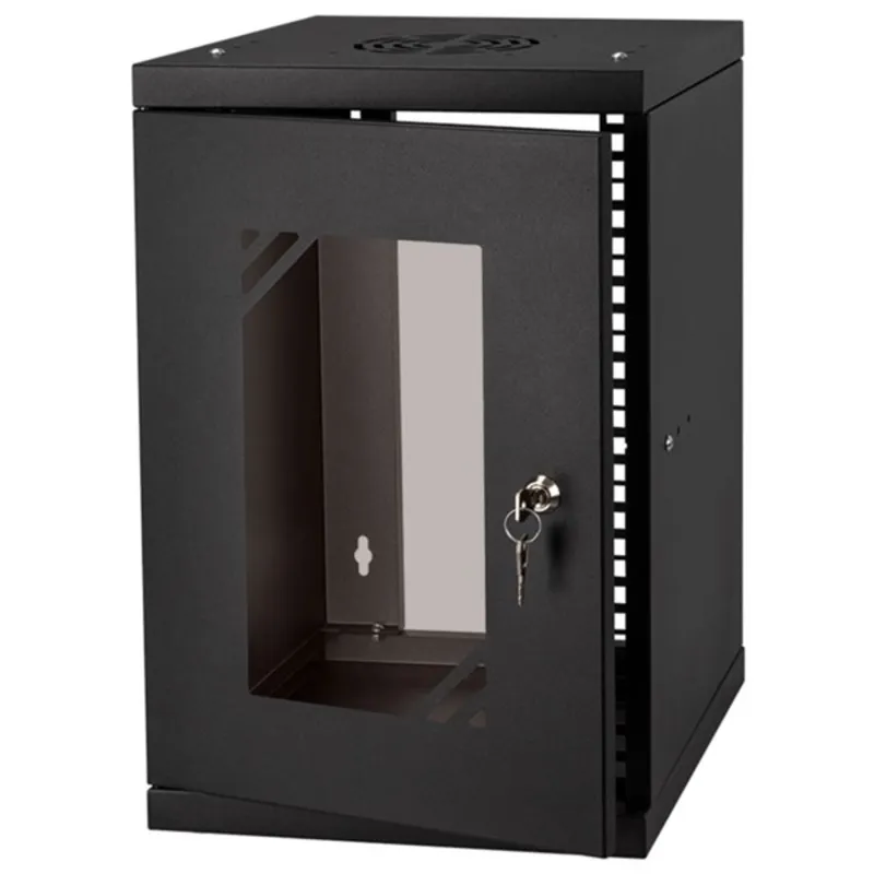 Stalflex RC10-9U-300GB 10" 9U 300 mm mély lapraszerelt fekete üveg ajtós fali rack szekrény Stalflex RC10-9U-300GB 10" 9U 300 mm mély lapraszerelt fekete üveg ajtós fali rack szekrény