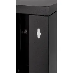 Stalflex RC10-9U-300GB 10" 9U 300 mm mély lapraszerelt fekete üveg ajtós fali rack szekrény