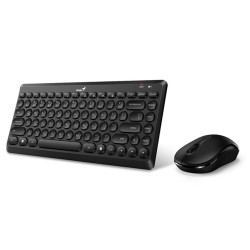 Genius Billentyűzet/Egér Kit - Luxemate Q8000 (Vezeték mélküli, USB, vékony, halk, kis méretű, fekete)