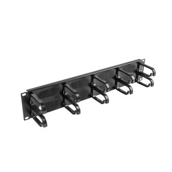 Lanberg 19" 2U gyűrűs panel fésűs kábel átvezetővel, 10 gyűrű, fekete