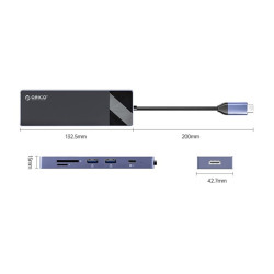 Orico ORICO-DM-9P 5-port 60W USB-C dokkoló fekete-szürke