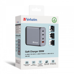 Verbatim 200W 4-Port GaN Wall Charger Grey