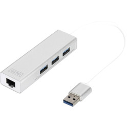 Digitus USB 3.0, 3-ports HUB & Gigabit LAN adapter