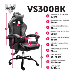 Ventaris VS300BK gamer szék fekete