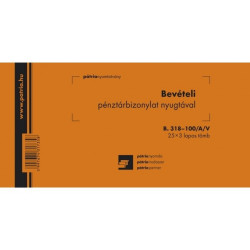 B.318-100/A/V 25x3 "Bevételi pénztárbizonylat nyugtával" nyomtatvány