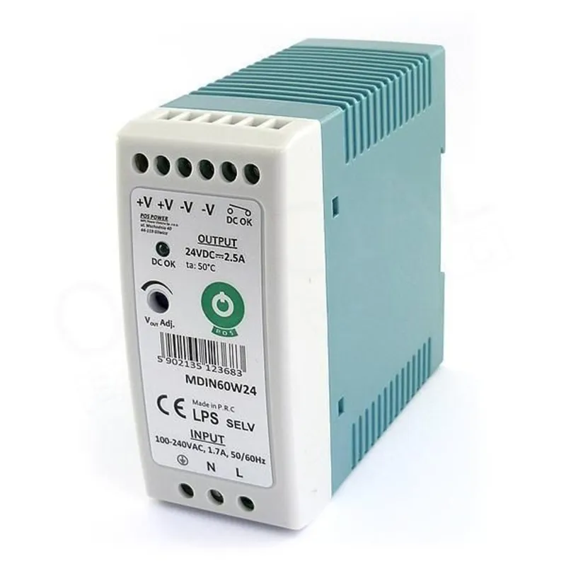 POS POWER MDIN60W24 24V/2.5A 60W DIN sínre szerelhető LED tápegység POS POWER MDIN60W24 24V/2.5A 60W DIN sínre szerelhető LED tápegység