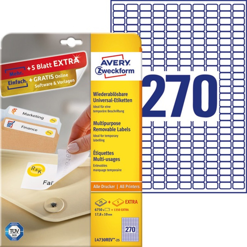Avery L4730REV-25 17,8x10mm visszaszedhető 8100db-os etikett Avery L4730REV-25 17,8x10mm visszaszedhető 8100db-os etikett