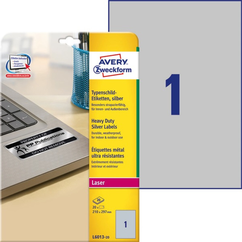 Avery L6013-20 210×297mm vízálló 20db-os ezüst etikett Avery L6013-20 210×297mm vízálló 20db-os ezüst etikett