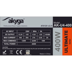 Tápegység 400W Akyga AK-U4-400 80+ Bronz