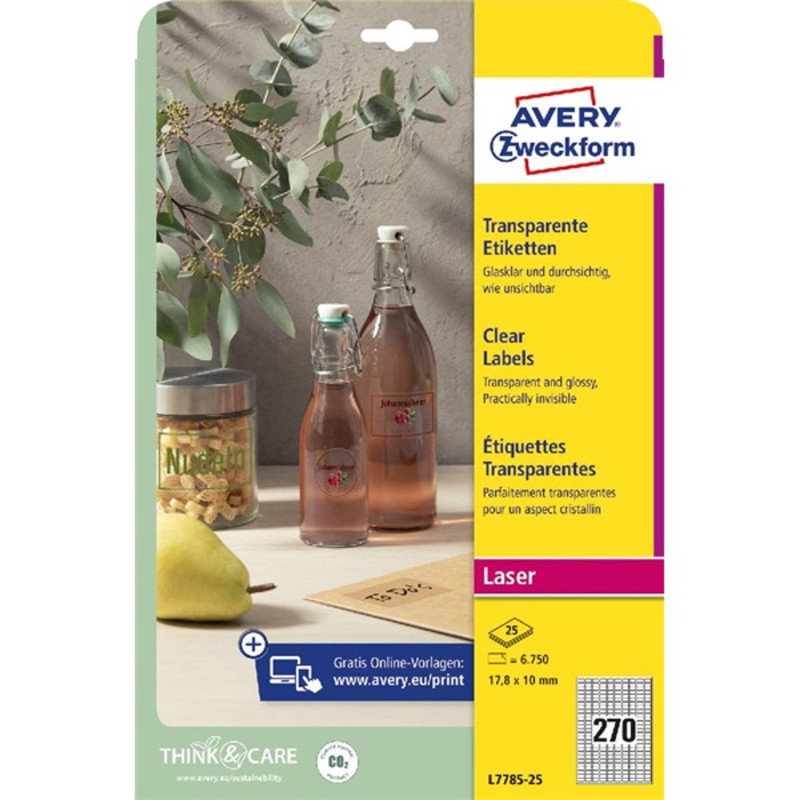 Avery L7785-25 17,8x10mm víztiszta átlátszó fóliacímke Avery L7785-25 17,8x10mm víztiszta átlátszó fóliacímke