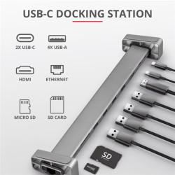 Trust Dalyx Aluminium 10-in-1 10-port USB-C dokkoló szürke