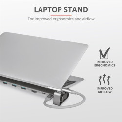 Trust Dalyx Aluminium 10-in-1 10-port USB-C dokkoló szürke