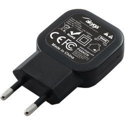 Akyga USB-s hálózati töltő adapter USB 5V/1A fekete  (AK-CH-06)
